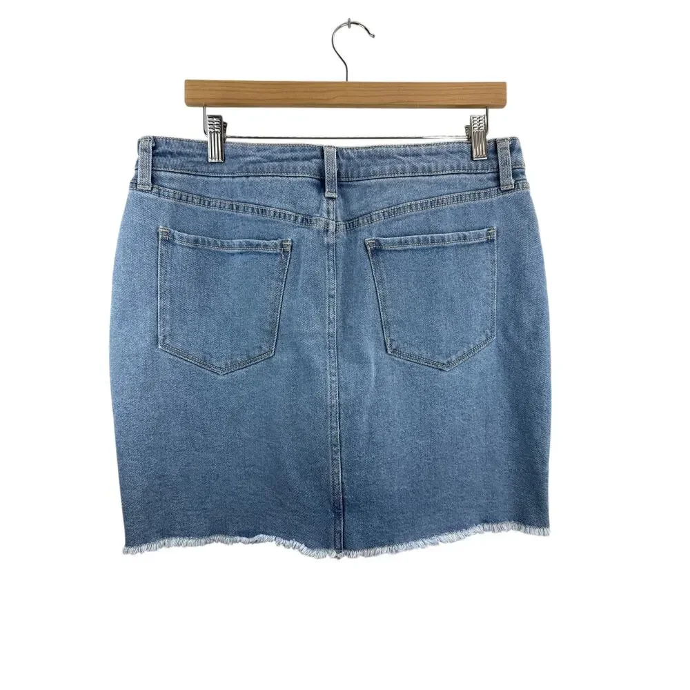 A.N.A Light Wash Denim‎ Jean Mini Skirt Sz 14 Beachy Western Feminine Classic